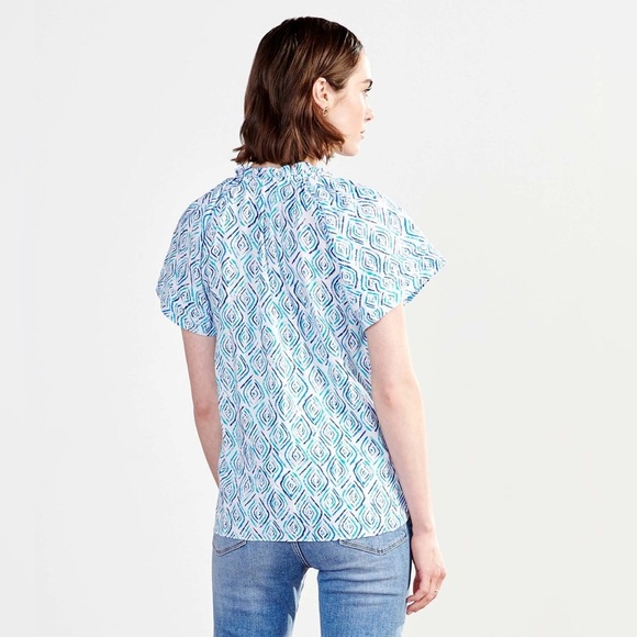 Hatley Ripples Blue Blouse Size Small A- Line Ruffles Buttons Womens - Picture 3 of 15